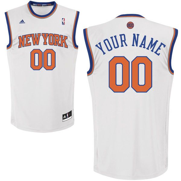Men Adidas New York Knicks Custom Replica Home White NBA Jersey